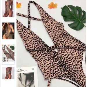 Deep Plunge Leopard Swimsuit
